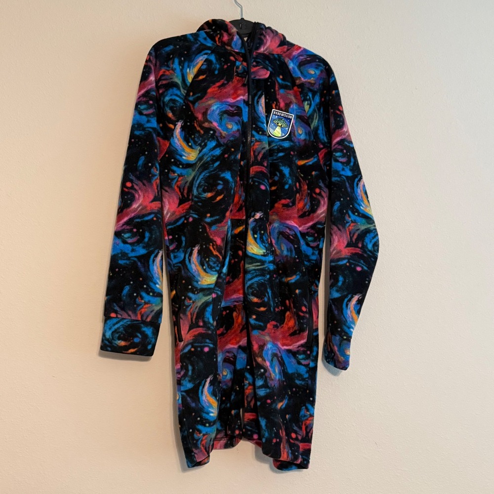 Chubbies The Galactic Odyssey Hooded Romper Full Zip Cosmic UFO Patch Mens Large